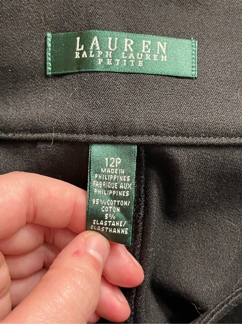 Lauren Ralph Lauren Black Cotton Pencil Skirt with Silver Zipper Pockets Petite